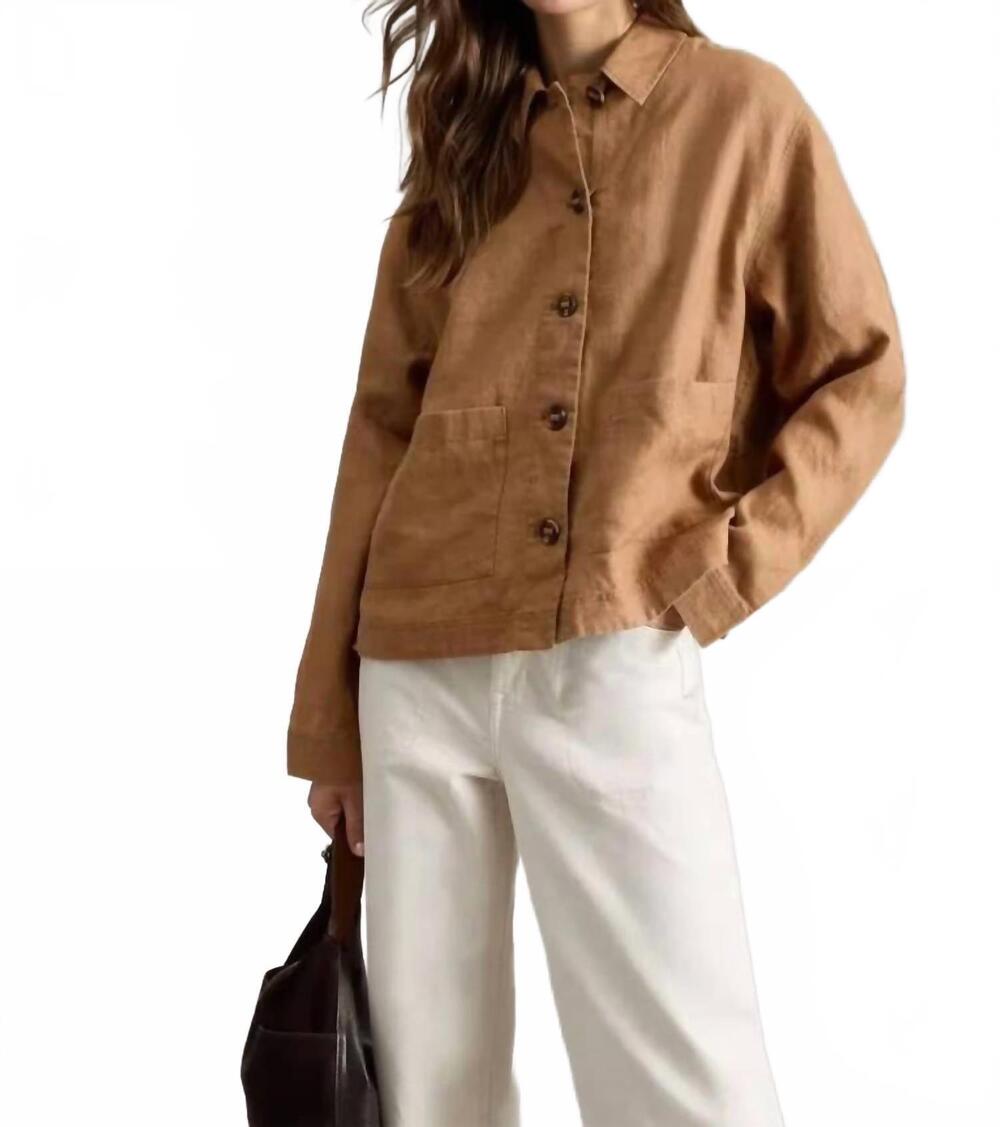 NEW WHITE STUFF isabel linen jacket in mid tan